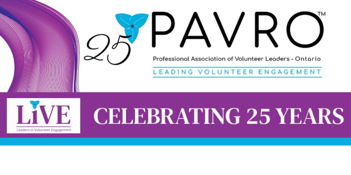 PAVRO logo | Celebrating 25 Years | Leading Volunteer Engagement